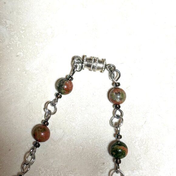 Genuine Jungle Green Unakite Necklace, Natural Gemstone Pendant Necklace - Picture 12 of 16